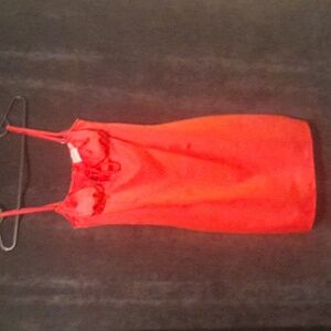 Orange/coral spaghetti straped cocktail dress